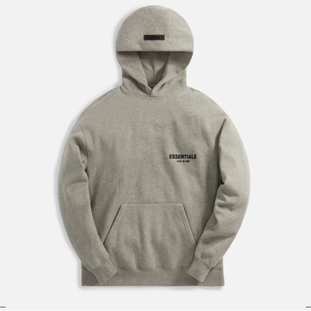 Essentials Fear of God Light Gray Pullover Hoodie with Kangaroo Pocket
